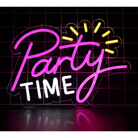 Fun Bright Pink / Yellow Party Time LED Night Light Room Wall Decor