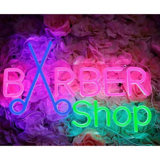 Lovely Bright Colorful Barbershop Scissors LED Night Light Business Salon Decor