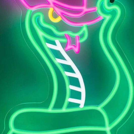Fun Bright Green/Pink Cowgirl Hat Snake LED Night Light Room Wall Decoration