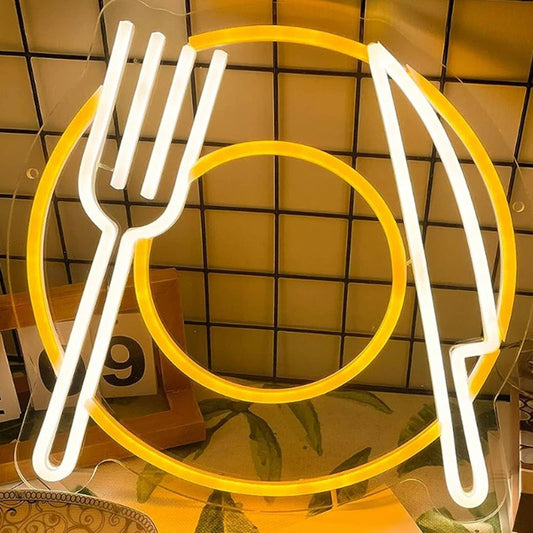 Bright Plate Knife & Fork LED Night Light Room Wall Decoration