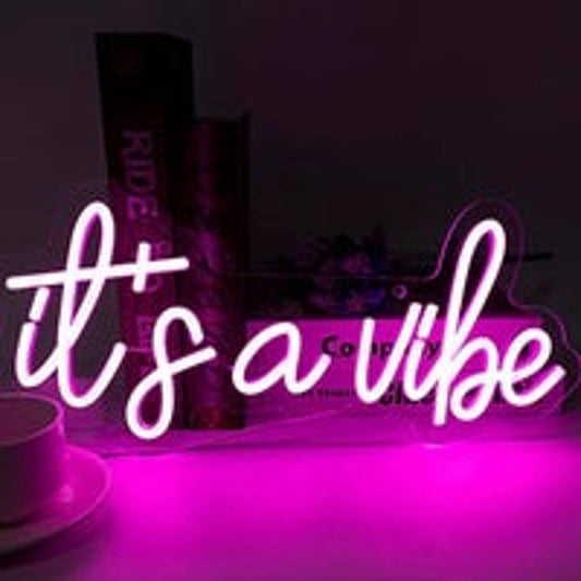 Lovely Bright Pink “Its a Vibe” LED Night Light Room Wall Decoration