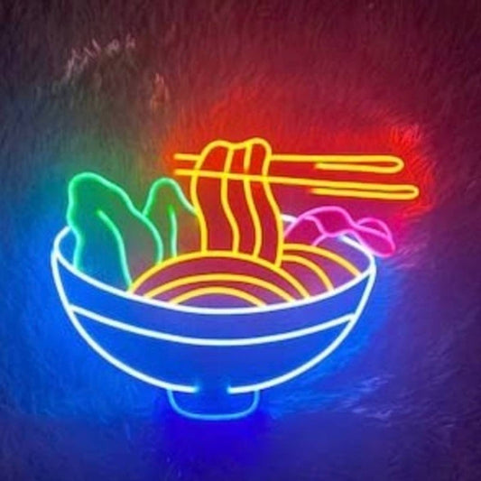 Tasty Bright Colorful Japanese Pasta Ramen Noodle Bowl LED Light Restaurant Deco