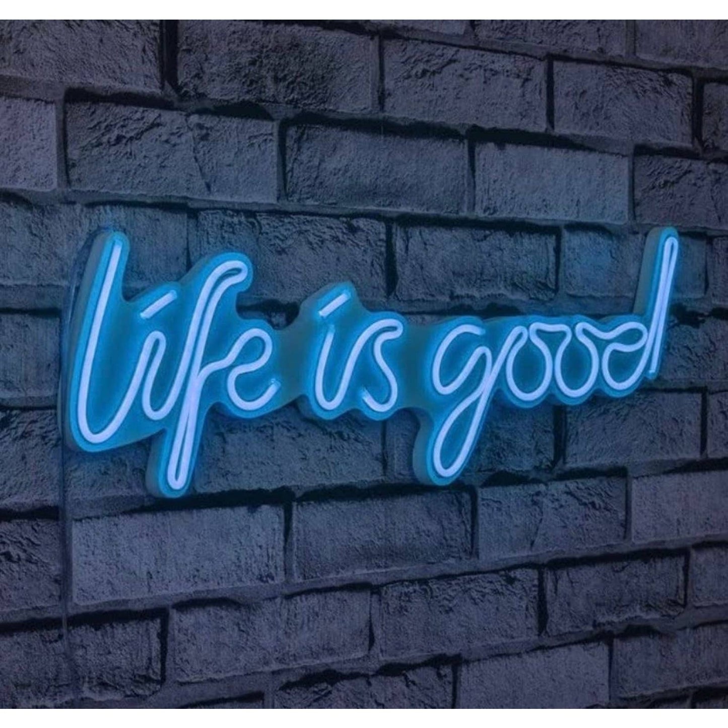 Fun Bright Blue “Life is Good” LED Night Light Room Wall Decoration