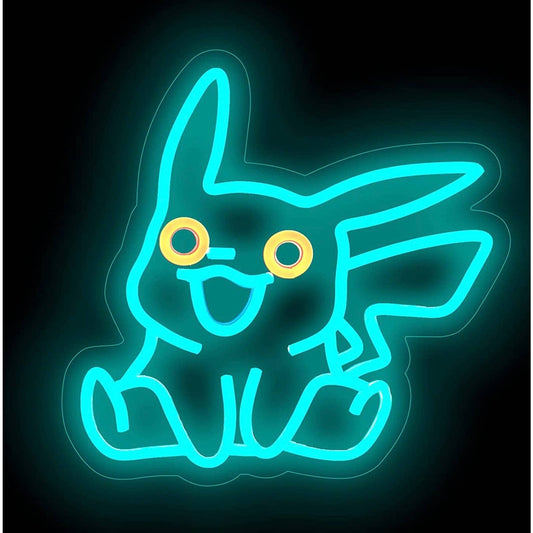 Fun Bright Blue Happy Pikachu Pokemon LED Night Light Room Wall Decoration