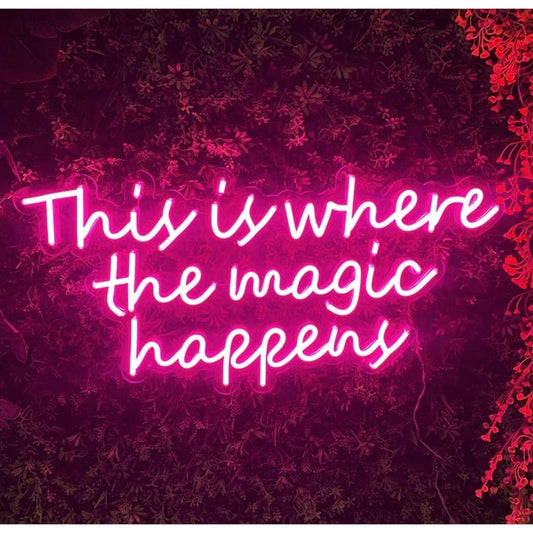 Lovely Pink “This is Where the Magic Happens” LED Night Light Room Decor