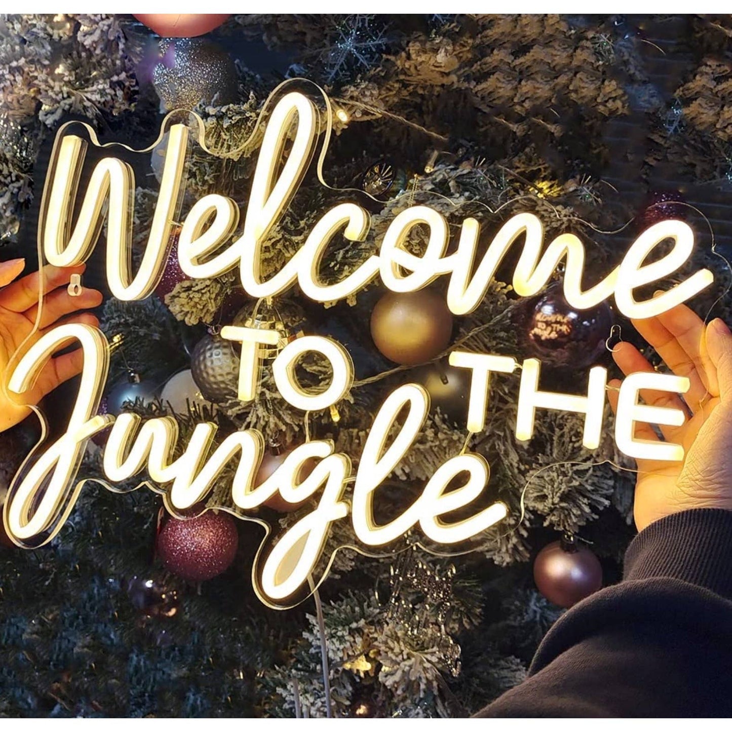 Vivid Bright White “Welcome Come to Jungle” LED Night Light Room Wall Decor