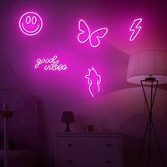 Lovely Bright Pink Shapes Bundle LED Night Light Room Wall Decorations