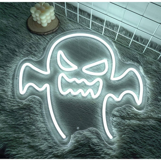 Spooky Mean Bright White Ghost LED Night Light Room Wall Halloween Decor