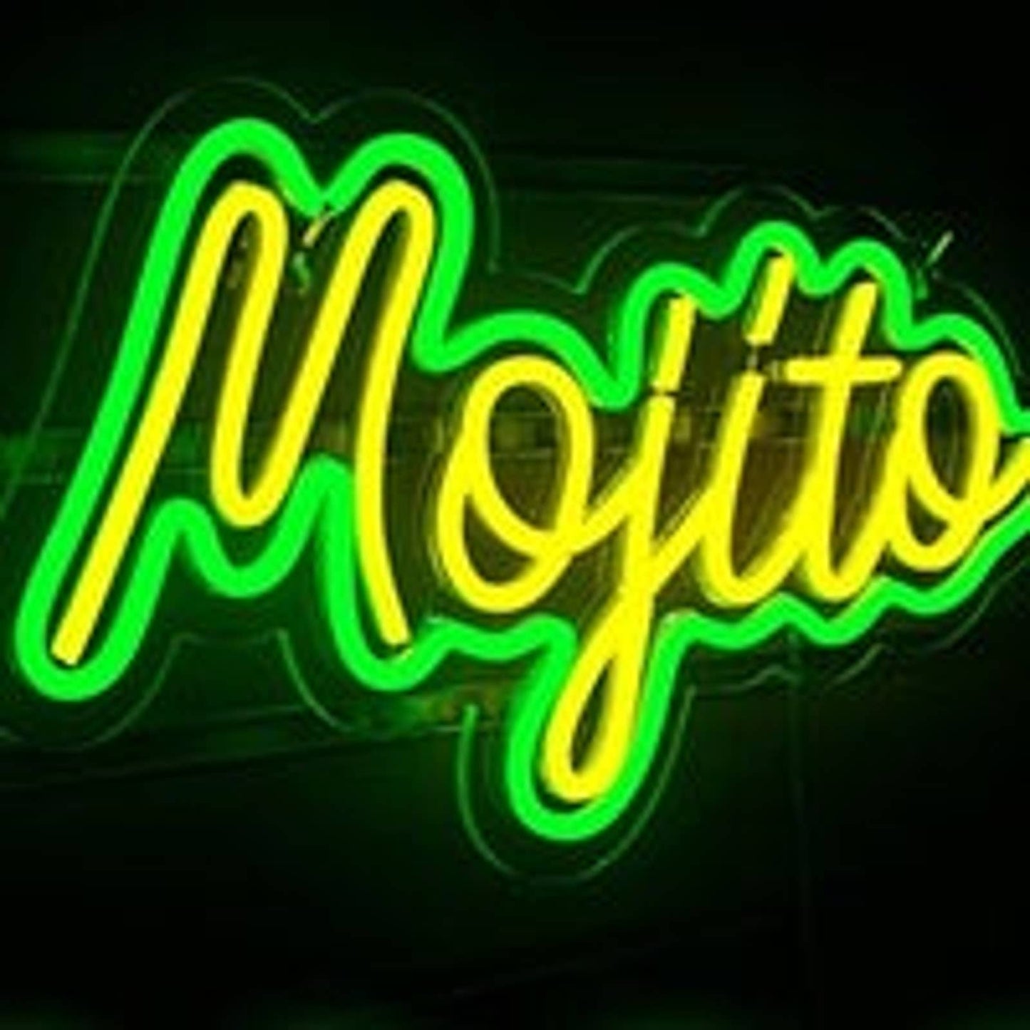 Vivid Bright Green/Yellow Mojito LED Night Light Bar Drink Wall Party Decor