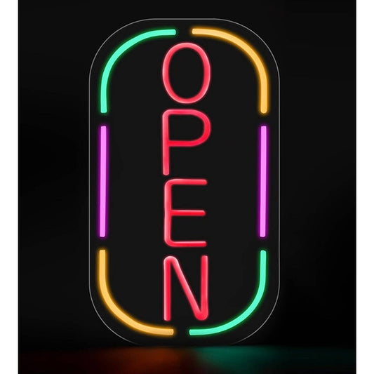 Vivid Bright Fun Vertical Rainbow Dash Border Open LED Light Shop Sign