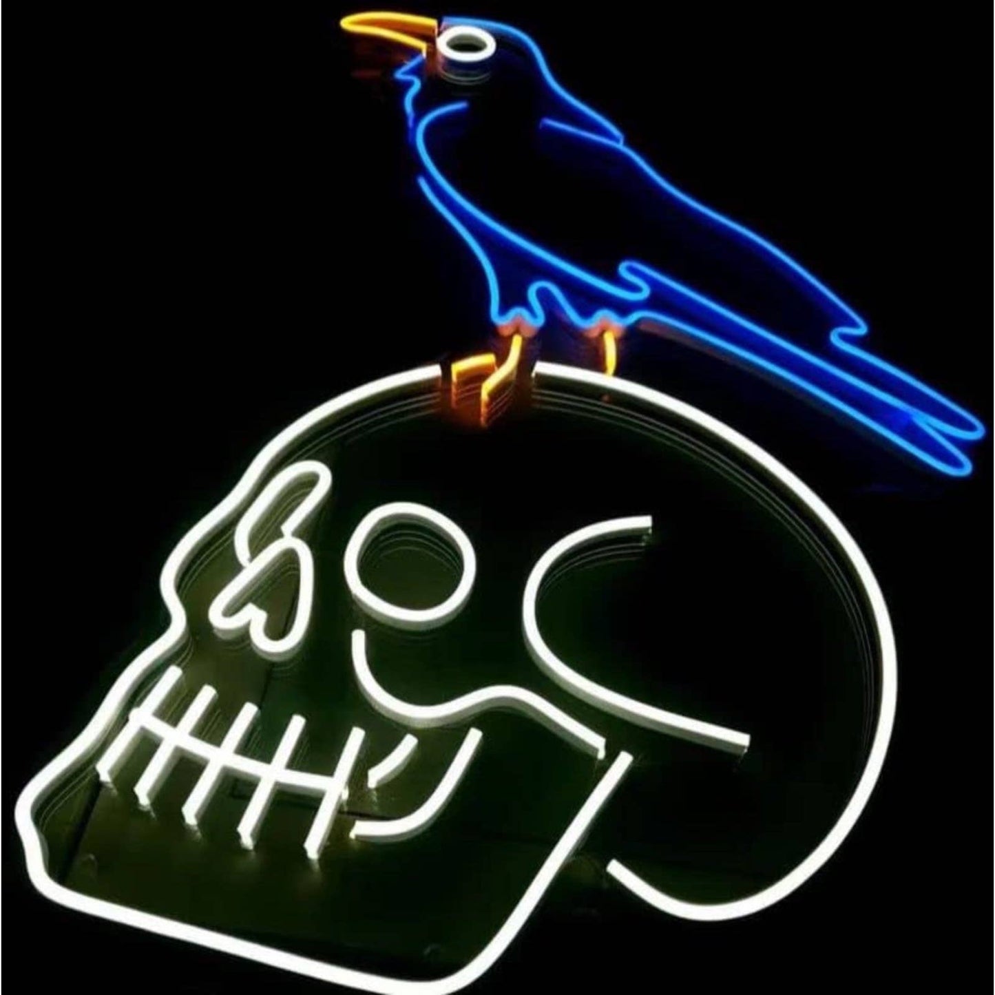Bright Crow on Skull LED Night Light Room Wall Goth Decoration