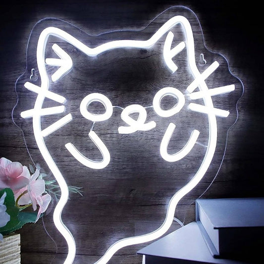 Fun Bright White Ghost Kitty Cat LED Night Light Room Wall Decor