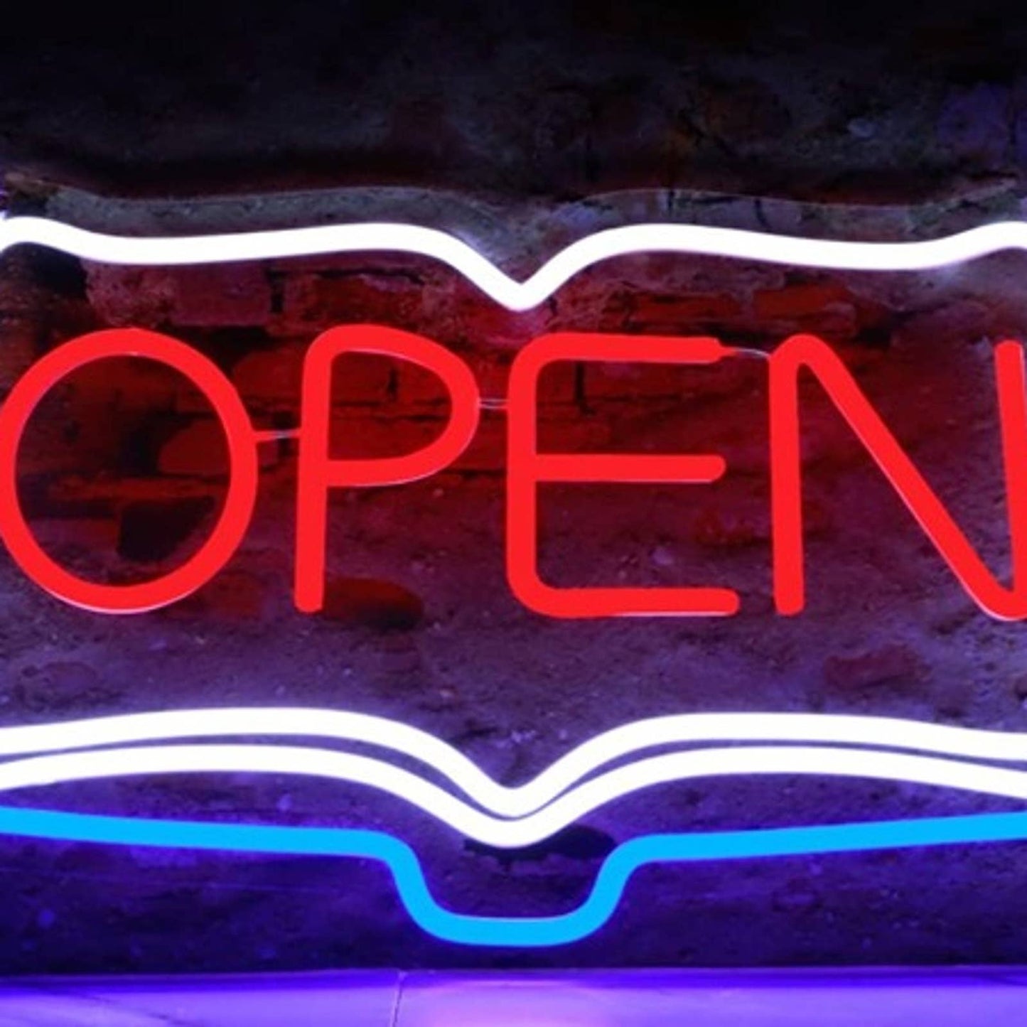 Vivid Bright Open Book LED Night Light Store Shop Sign
