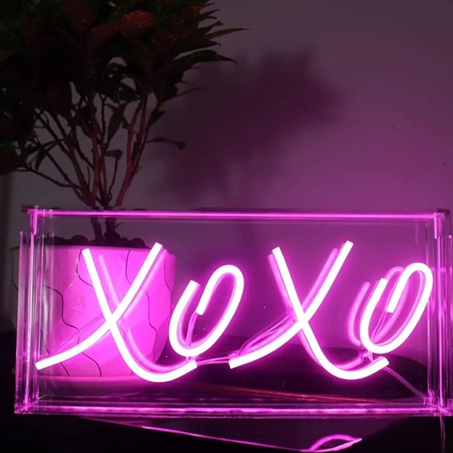 Vivid Bright Warm Pink Fancy XOXO Love LED Night Light Room Wall Decor