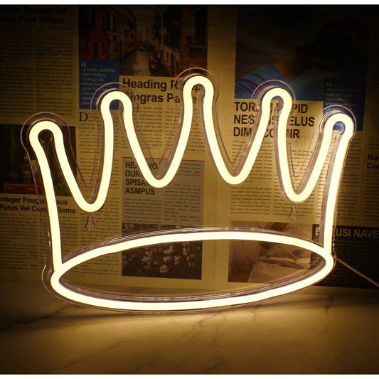 Bright Warm White 5 Point King / Queen Crown LED Night Light Room Wall Decoratio