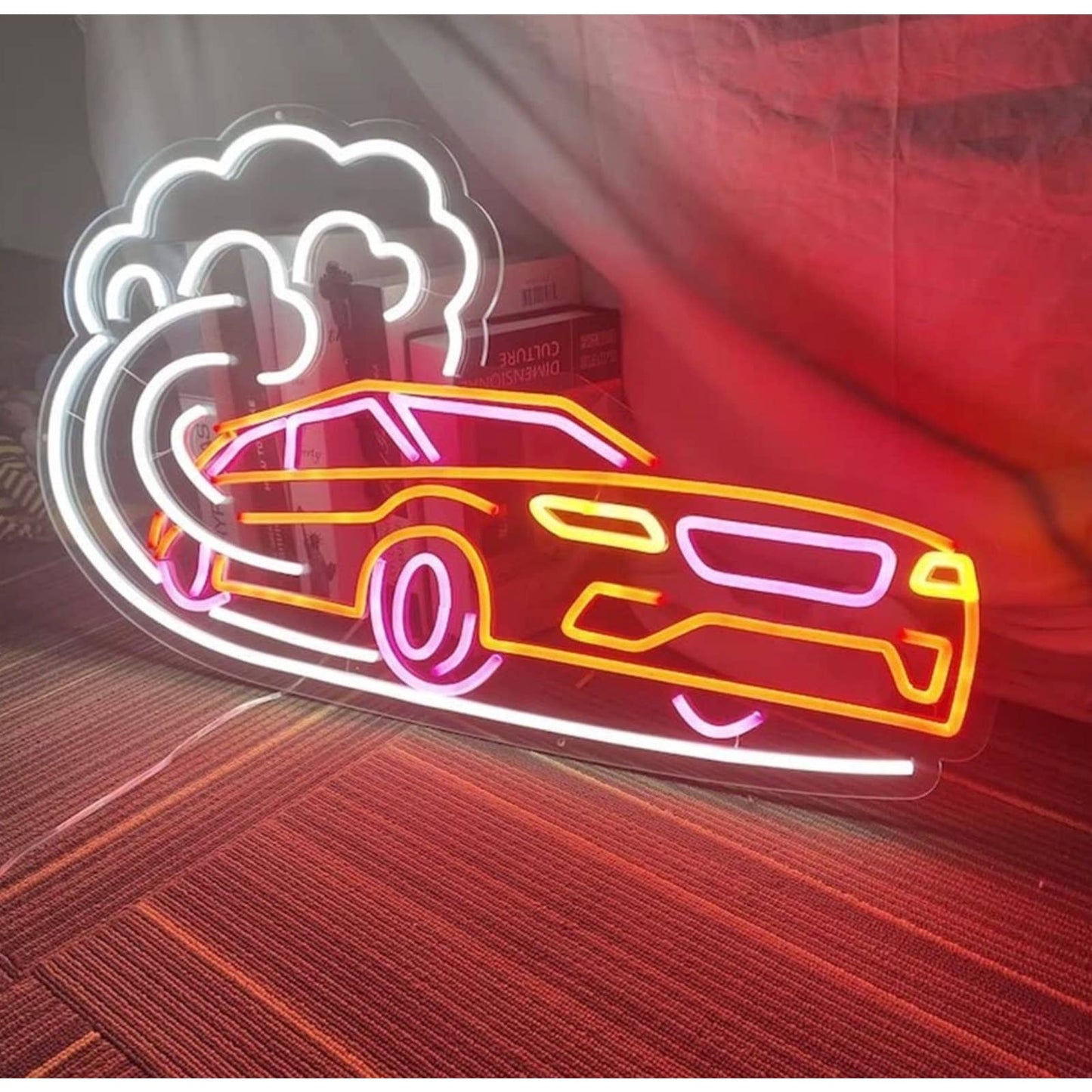 Cool Bright Speeding Race Car LED Night Light Room Wall Decoration