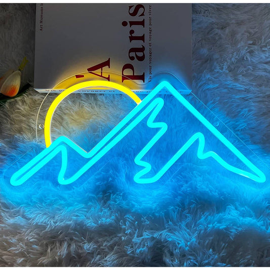Lovely Ice Blue Mountains Sunset LED Night Light Room Wall Art Decoration