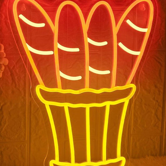 Tasty Bright Warm Bread Basket LED Night Light Bakery Wall Decoration