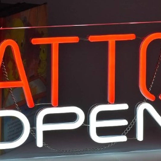 Bright Red/White Tattoo Open LED Light Business Store Shop Sign Decor