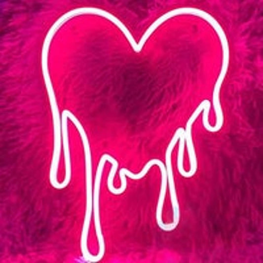 Super Bright Pink Melting Heart LED Night Light Love Room Wall Decor