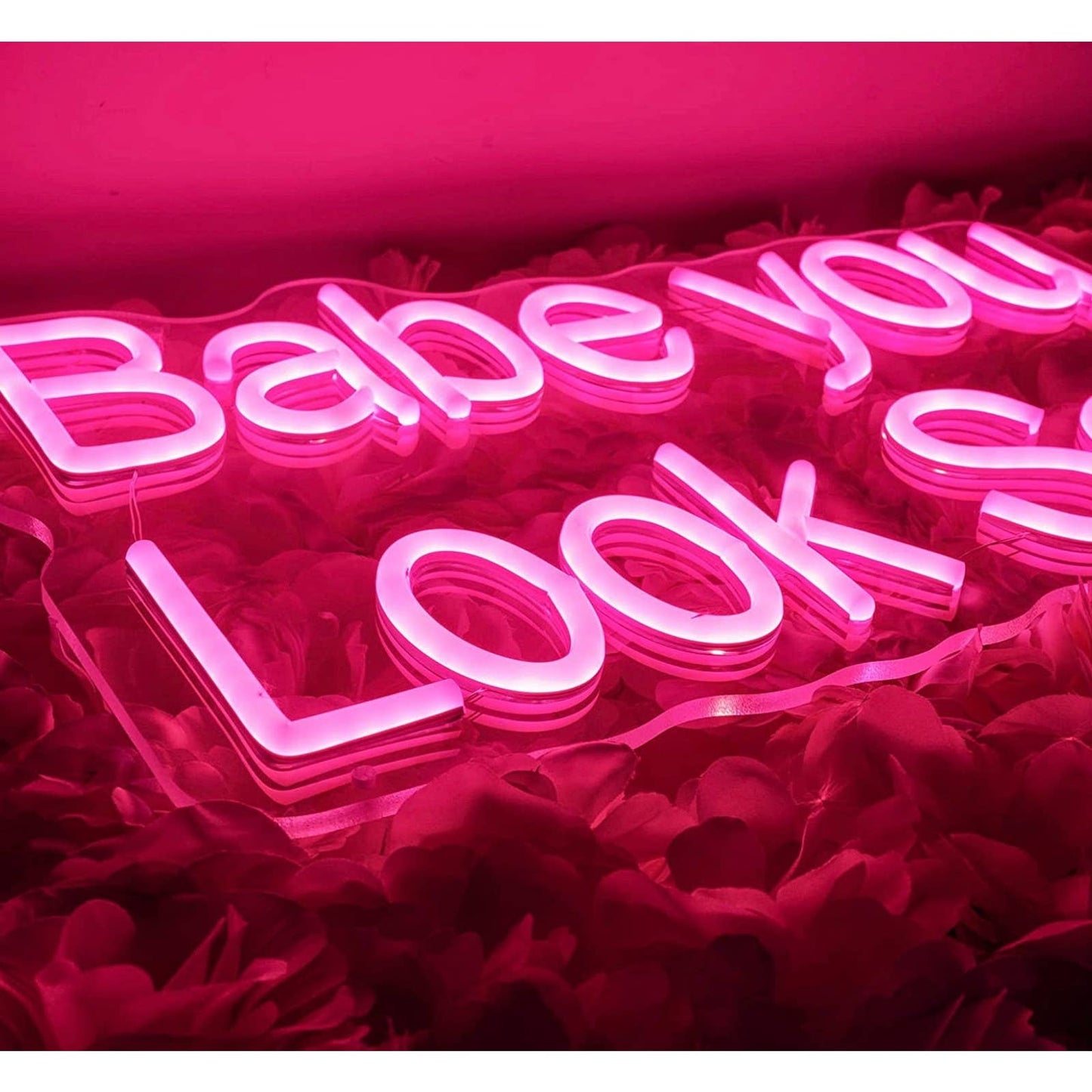 Lovely Vivid Bright Pink “Babe You Are So Cool” LED Night Light Room Wall Decor