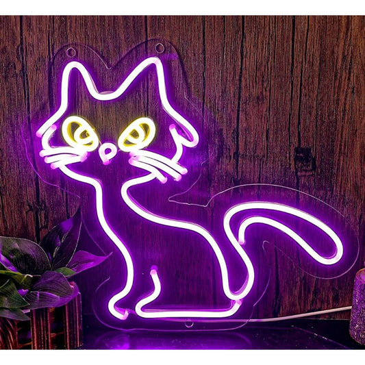 Fun Bright Purple Witch’s Kitty Cat LED Night Light Halloween Decor