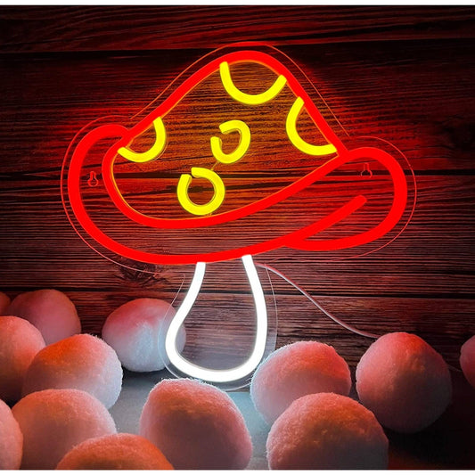 Lovely Bright Vibrant Red Spotted Mushroom LED Night Light Room Wall Decor