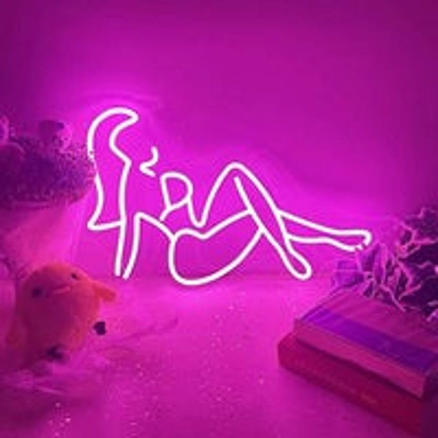 Lovely Bright Pink Lady in Bikini LED Night Light Room Wall Decoration