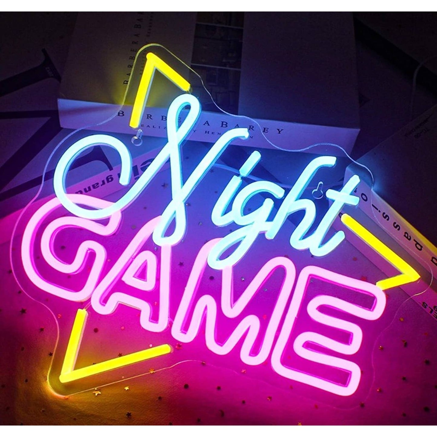 Fun Vivid Bright Pink/Blue/Yellow Triangle Night Game LED Night Light Wall Decor