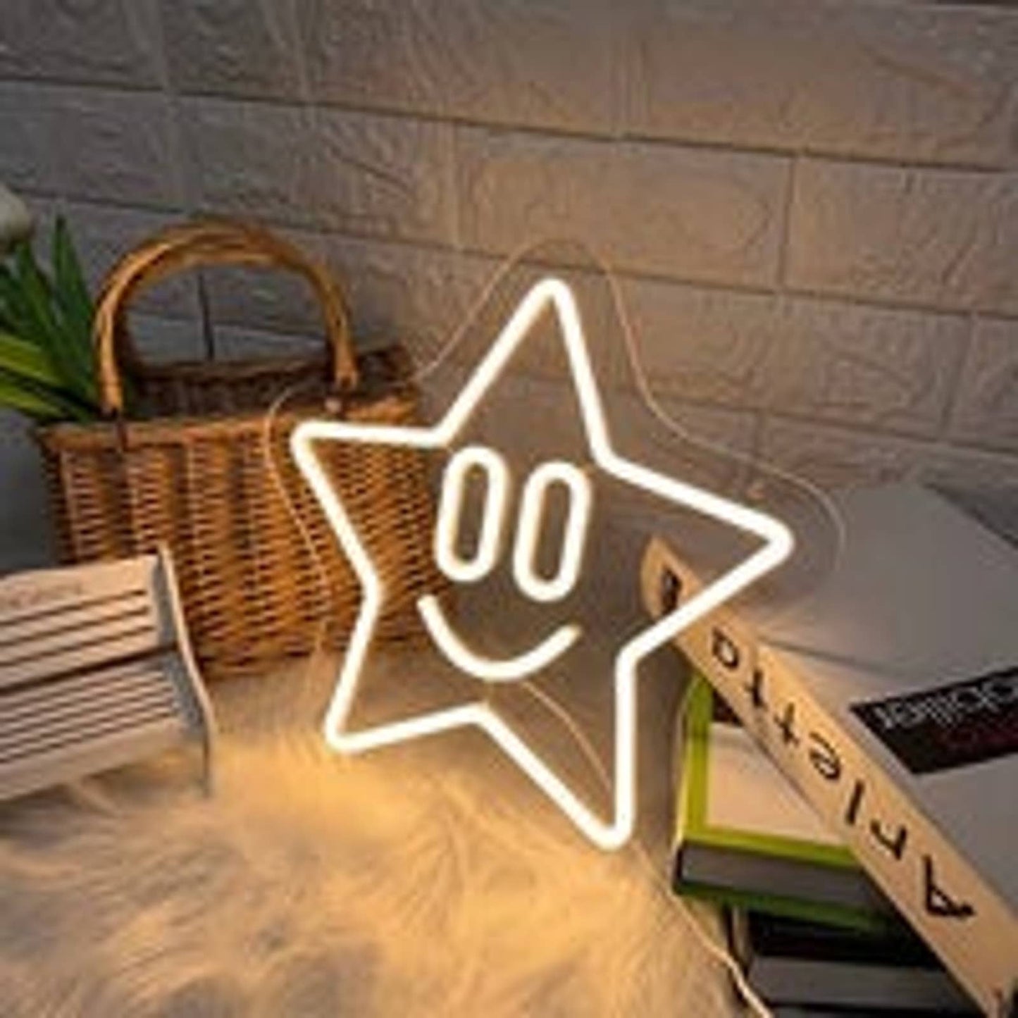 Lovely Simple Bright Smiley Face Star LED Night Light Room Wall Decoration