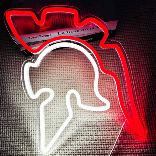 Vivid Bright Red / White Trojan Helmet LED Night Light Room Wall Decoration