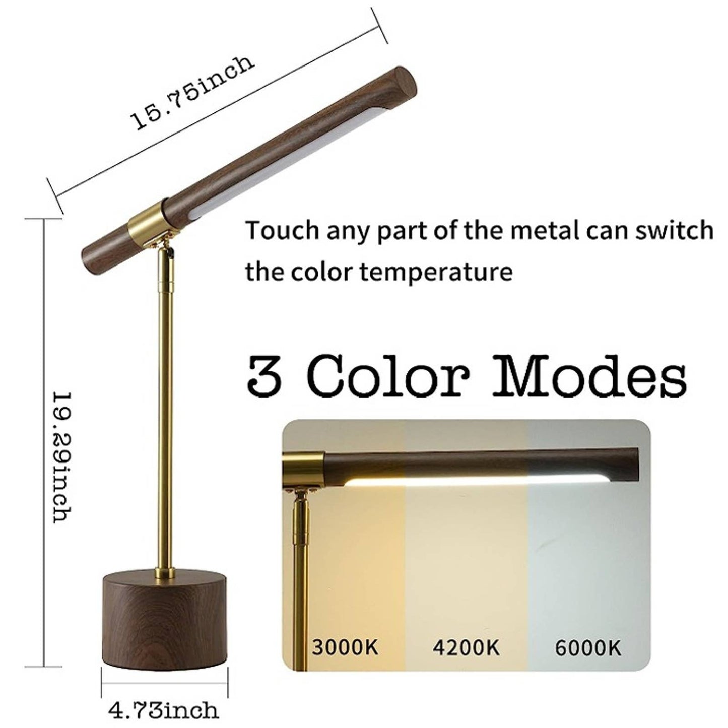 Unique Luxury Designed LED Touch Warm and Cool Light Faux Wood Lamp