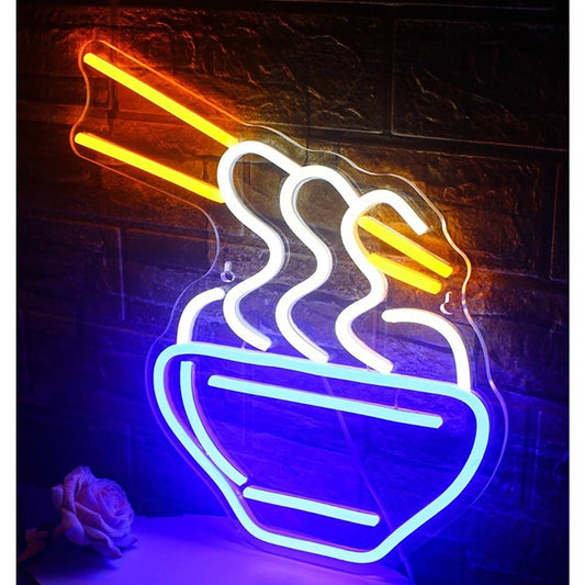 Fun Tasty Bright Blue Bowl of Ramen Noodles LED Night Light Room Wall Decor