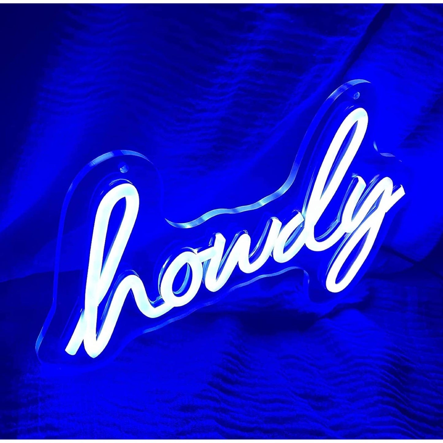 Fun Bright Blue “Howdy” LED Night Light Room Wall Decoration