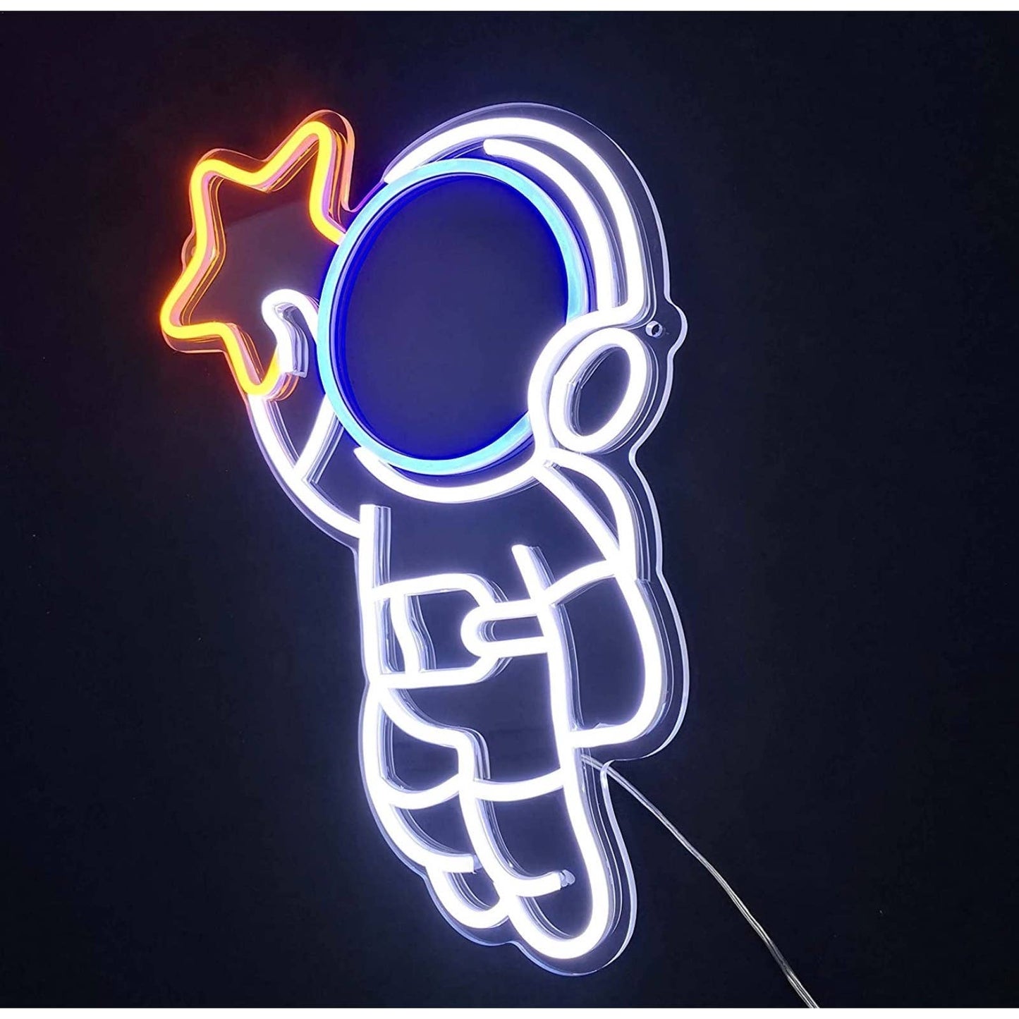 Cute Baby Astronaut Catching a Star LED Night Light Sign Room Wall Decoration