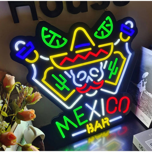 Quality Bright Colorful Mexican Bar Store LED Night Light Business Wall Decorati