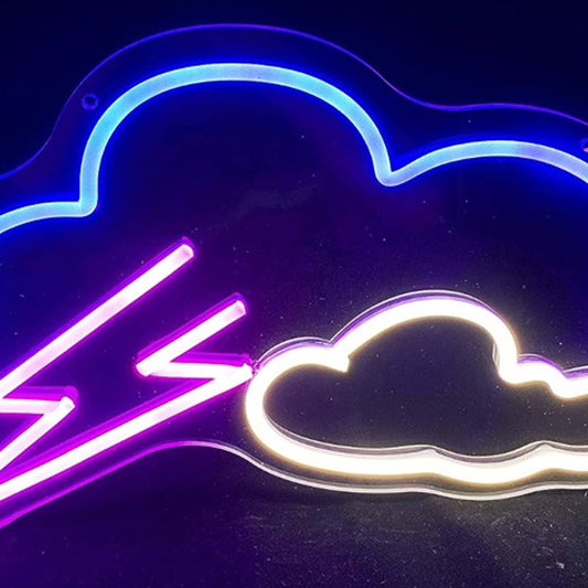 Vivid Bright Blue/Pink/White Thunder Lightning Cloud LED Night Light Decor