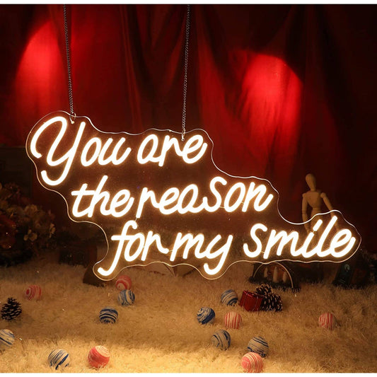 Lovely Bright White “You are the Reason I Smile” LED Night Light Love Room Wall