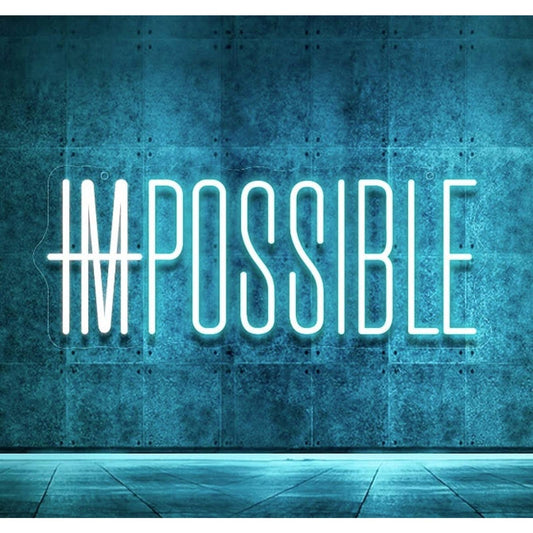 Inspiring Blue/ White “ImPossible” LED Night Light Motivation Decoration