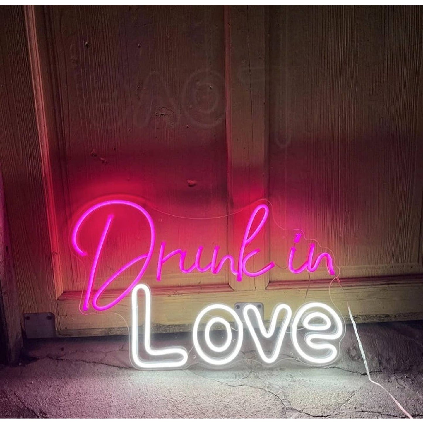Vivid Bright Pink & White Drunk in Love LED Night Light Room Wall Decoration