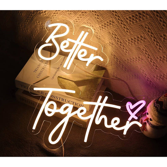 Lovely Vivid Warm Bright Better Together Pink Heart LED Night Light Room Wall De