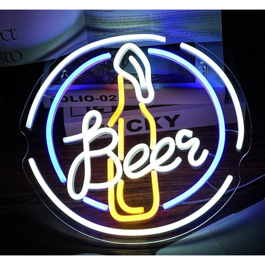 Bright Colorful Fizzing Beer LED Night Light Bar Room Wall Decor