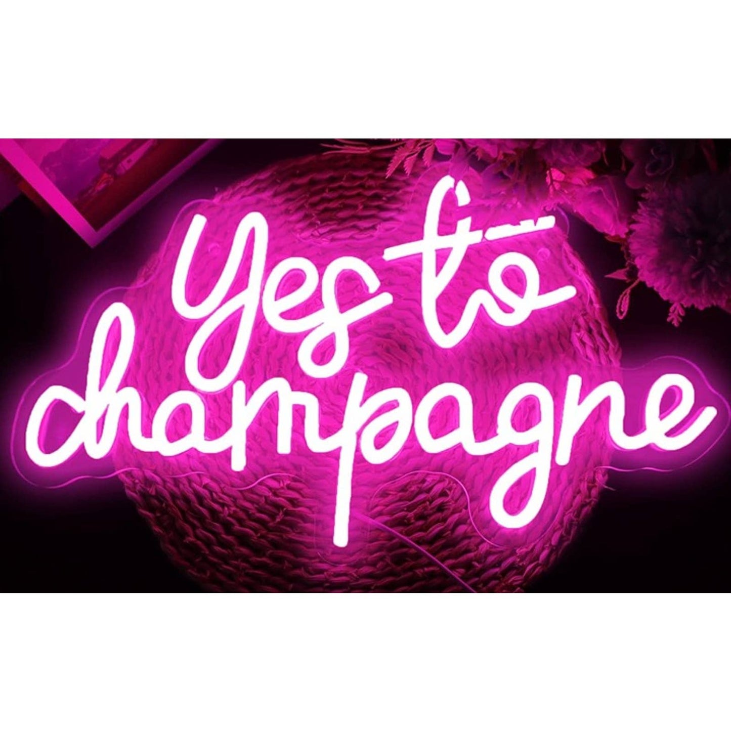 Lovely Vivid Bright Pink “Yes to Champagne” LED Night Light Bar Party Decor