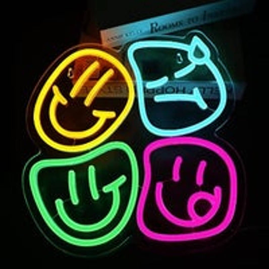 Funny Vivid Bright Colorful Smiley Face LED Night Light Room Wall Decoration