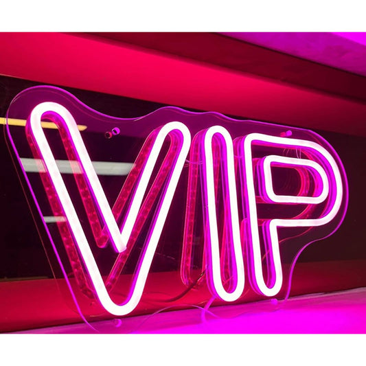 Vivid Bright Pink VIP Bubble Letter LED Night Light Room Wall Decor