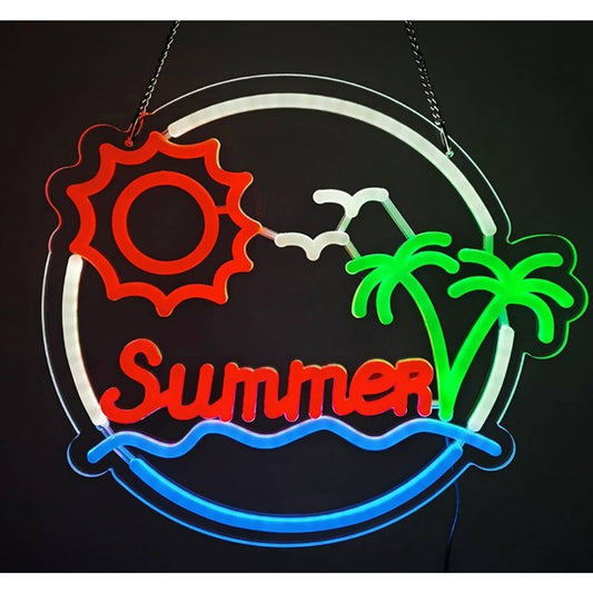 Fun Bright Summer Palm Tree Sun Shine Beach Vacation LED Light Decoration