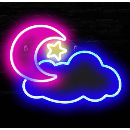Lovely Bright Colorful Moon Star Cloud LED Night Light Room Wall Decoration