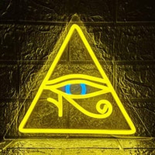 Vivid Bright Yellow Shining Pyramid Eye LED Night Light Room Wall Decor