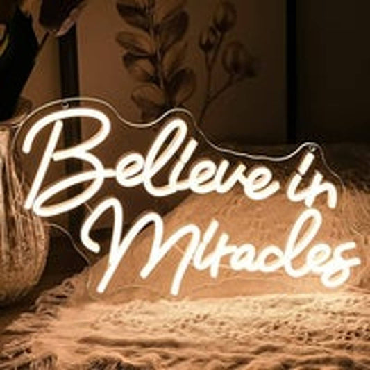 Lovely Bright Warm White Believe in Miracles LED Night Light Room Wall Decoratio
