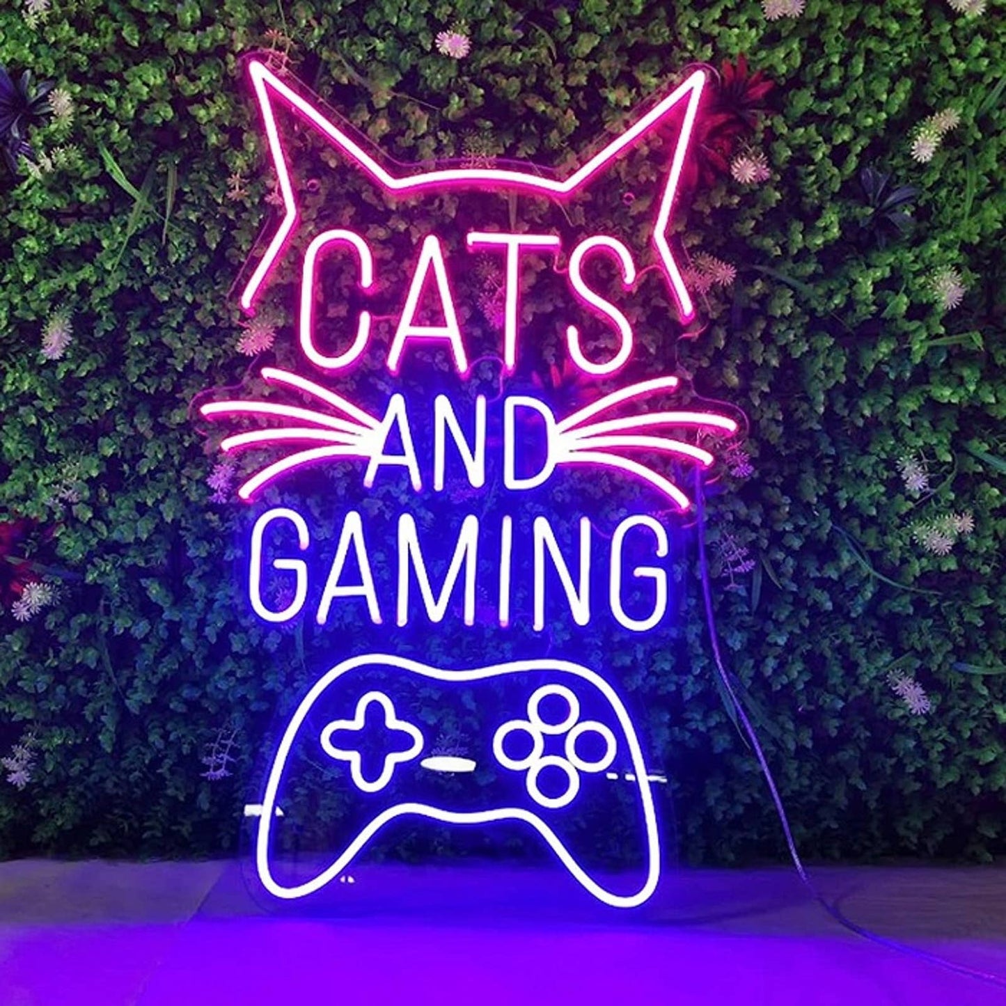 Super Large Kitty Cats and Gaming PS5 Xbox Controller LED Neon Light Sign